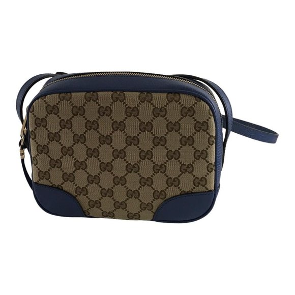 Gucci Women's Camera Case Mini Bree Monogram GG Shoulder Bag Beige/Blue  Sz S - Picture 1 of 7
